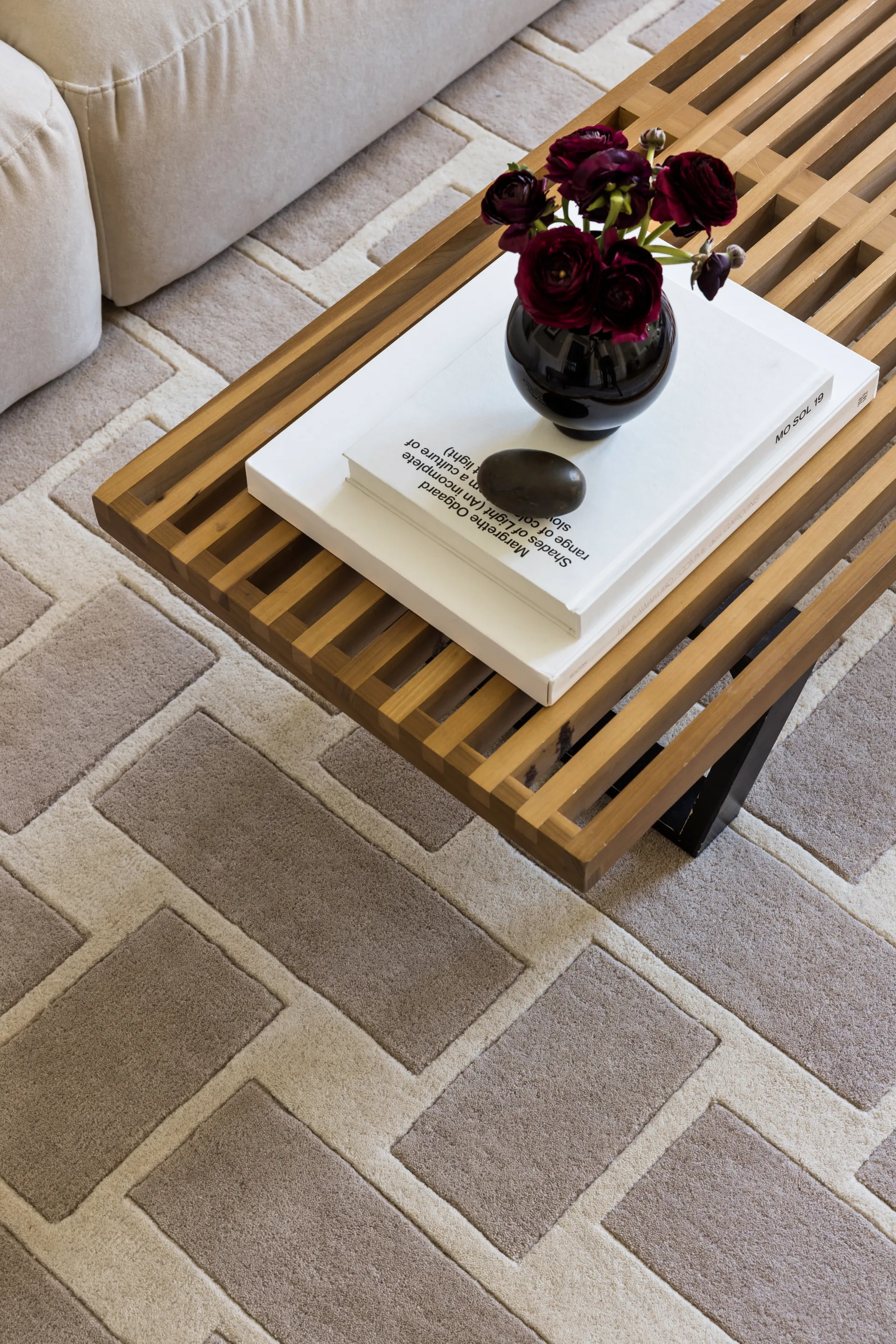 60S Geo Basket Weave ullteppe, Oatmeal, 300 x 400 cm Layered