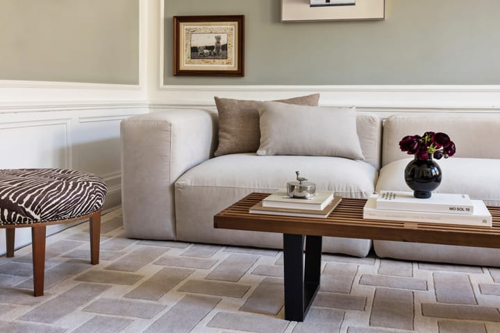 60S Geo Basket Weave ullteppe, Oatmeal, 300 x 400 cm Layered