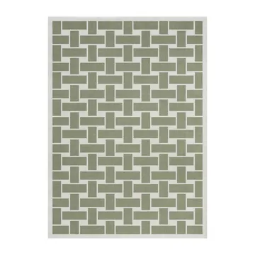 60S Geo Basket Weave ullteppe - Olive, 180 x 270 cm - Layered