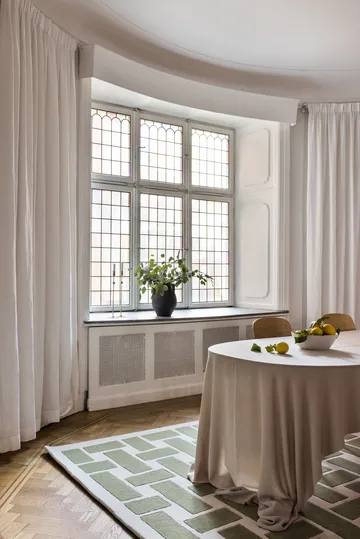 60S Geo Basket Weave ullteppe - Olive, 180 x 270 cm - Layered