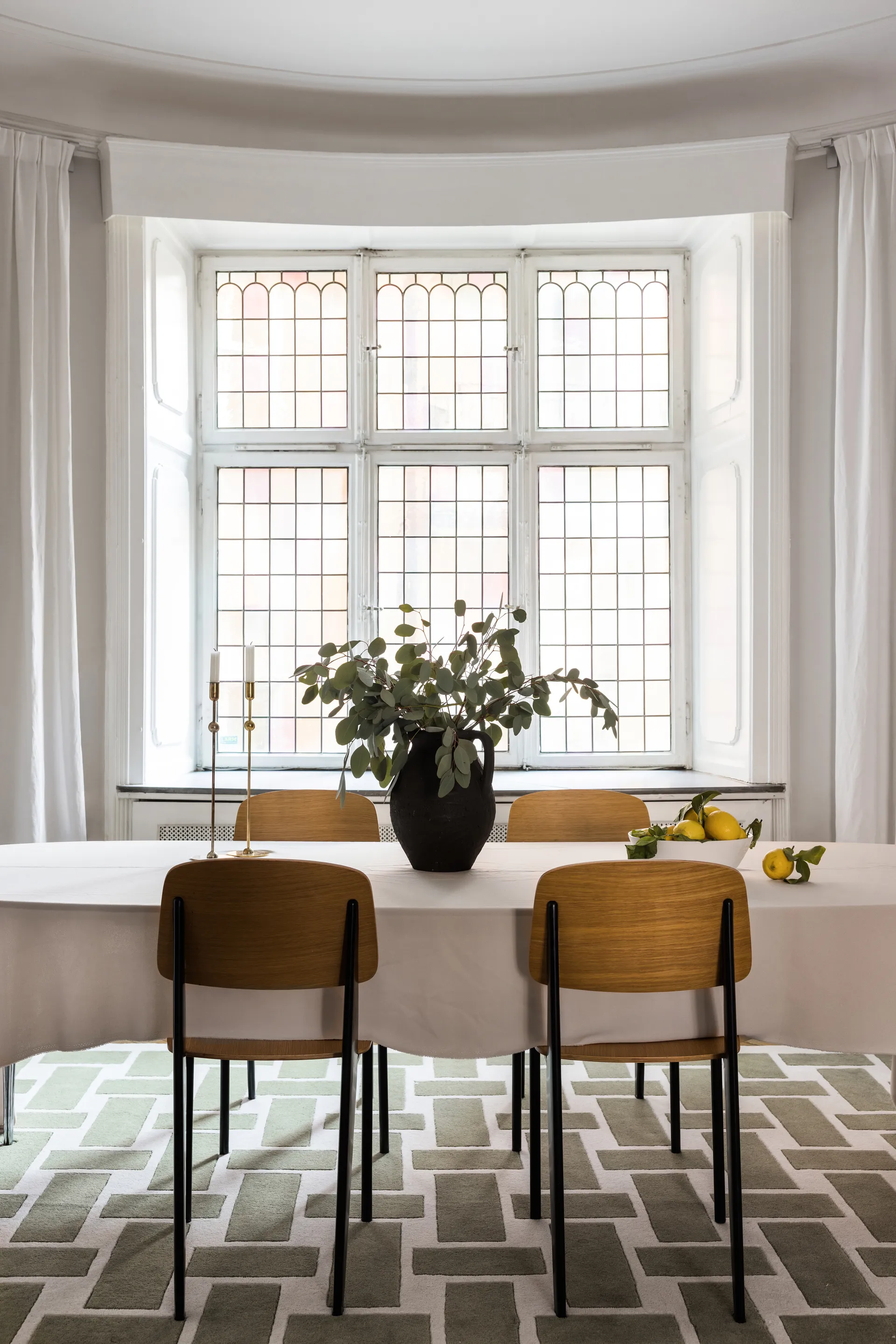 60S Geo Basket Weave ullteppe, Olive, 180 x 270 cm Layered