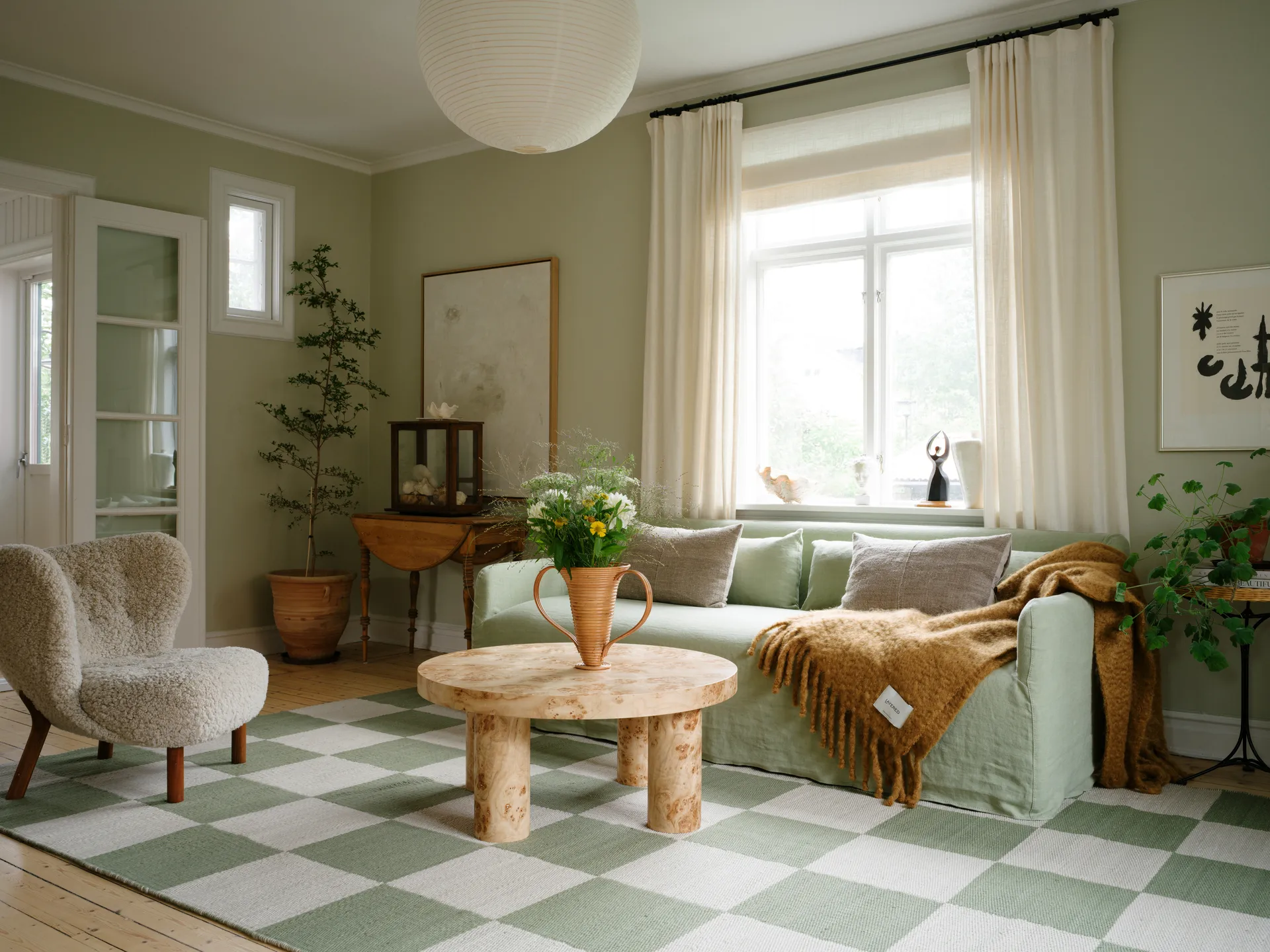 Chess ullteppe, Sage, 180x270 cm Layered