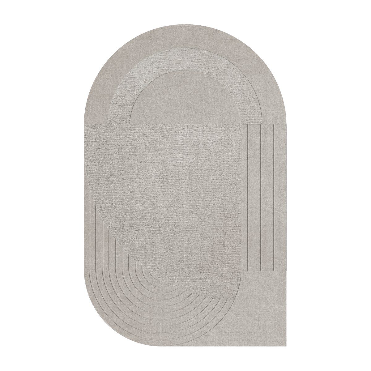 Bilde av Layered Circular ullteppe 180 x 270 cm True greige