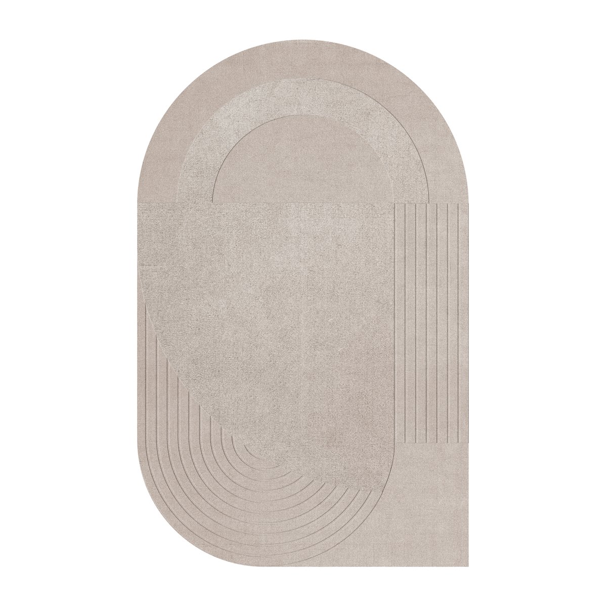 Bilde av Layered Circular ullteppe 220 x 350 cm Light oatmeal