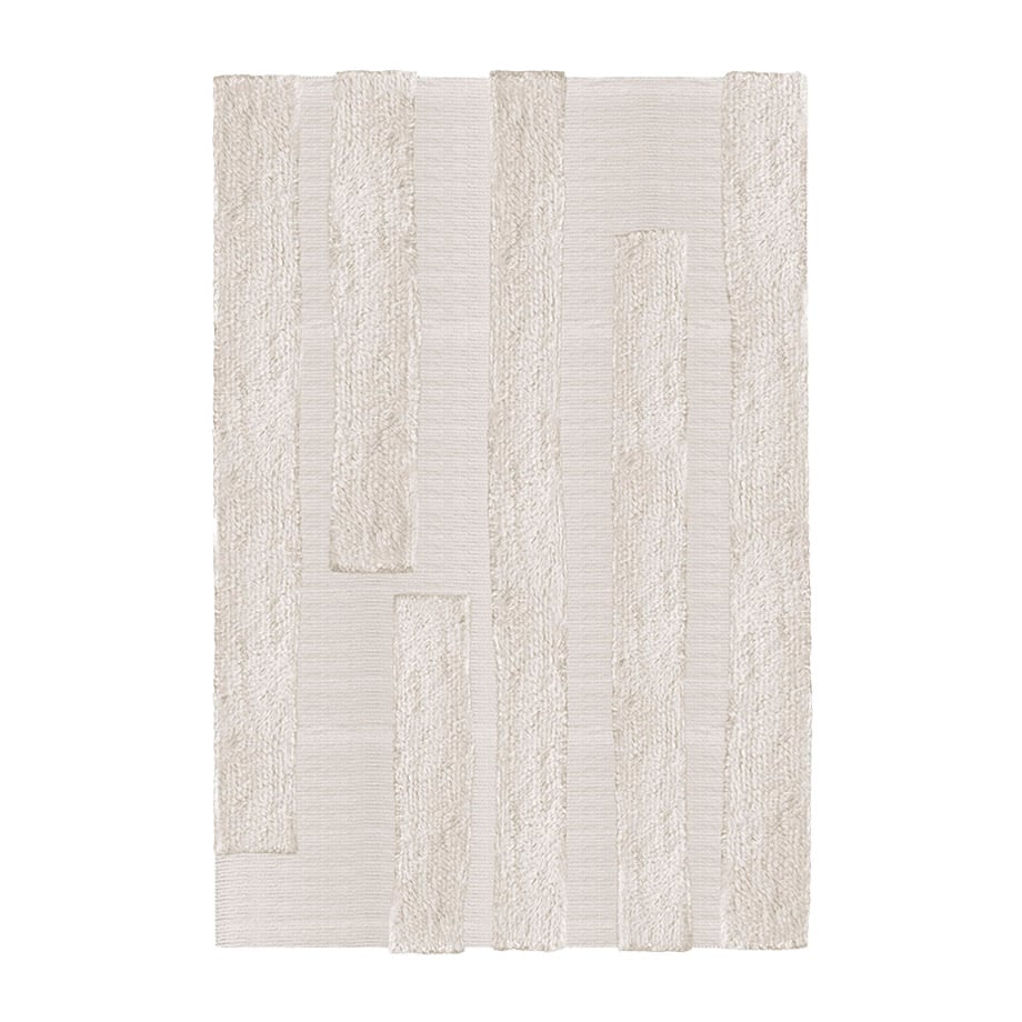 Bilde av Layered Punja Bricks ullteppe Bone White 250 x 350 cm