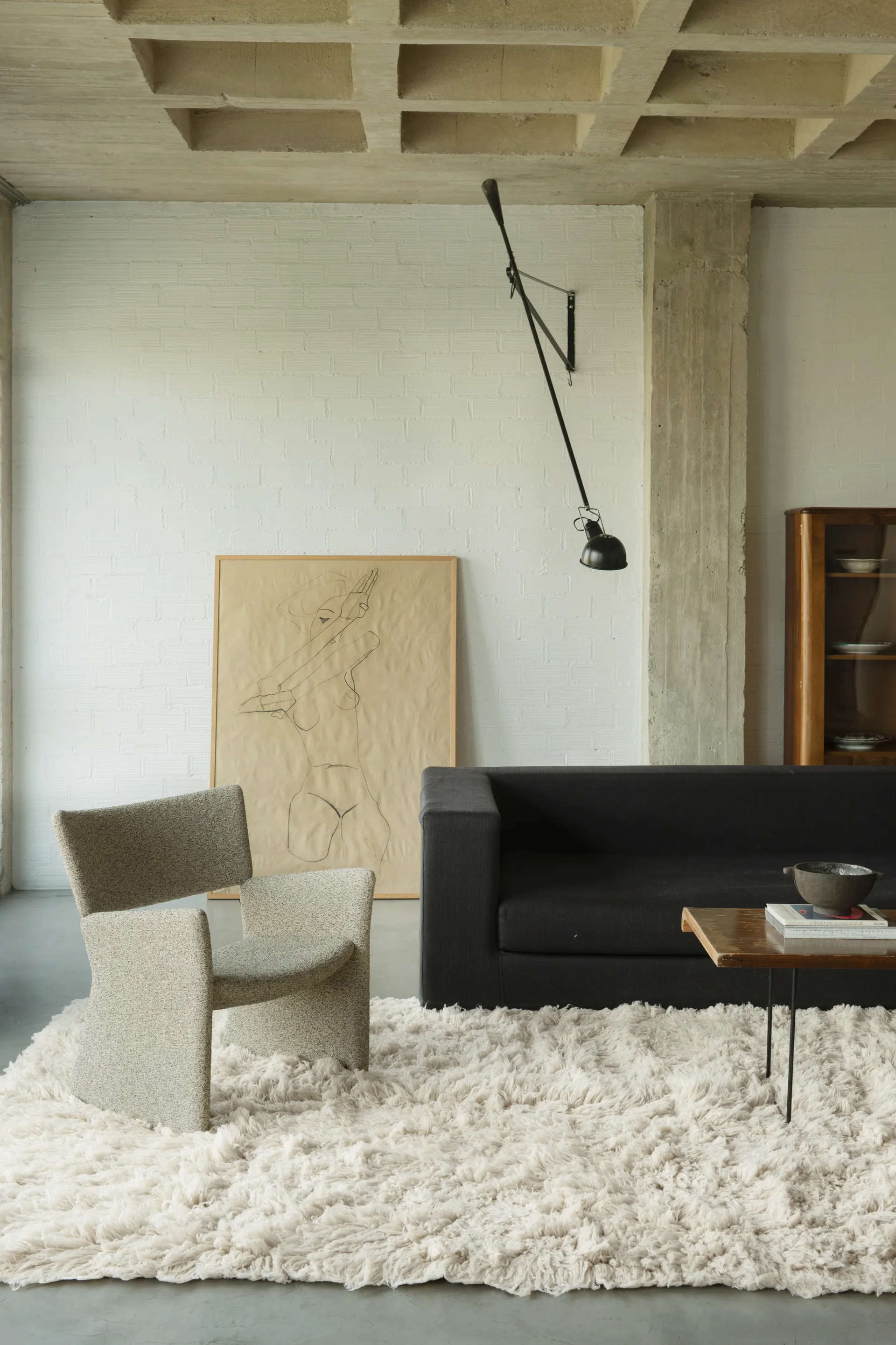 Shaggy gulvteppe 180x270 cm, Off White Layered