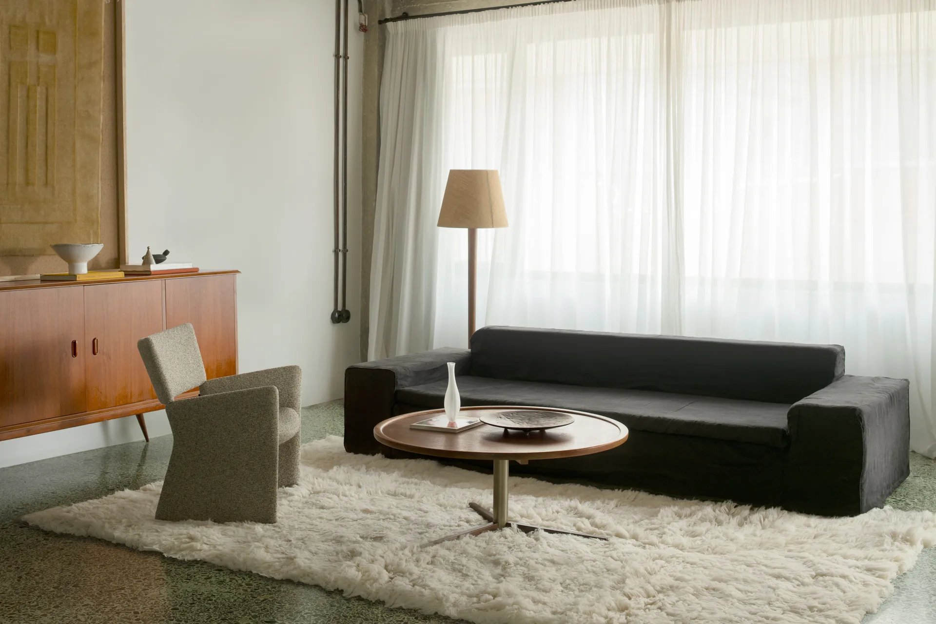 Shaggy gulvteppe 250x350 cm, Bone white Layered