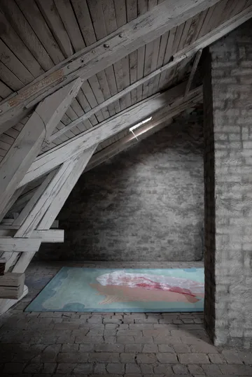 Shell mønstret ullteppe - Blue, pink, 180 x 270 cm - Layered