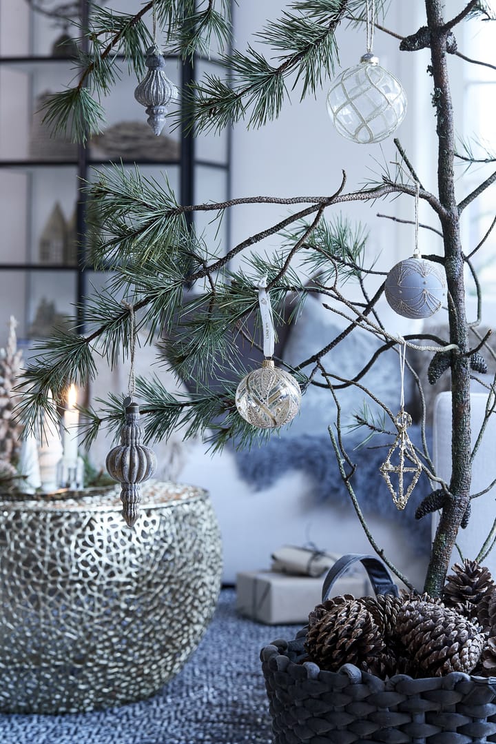 Cadelia julekule med blad Ø 6 cm, Klar-gull Lene Bjerre