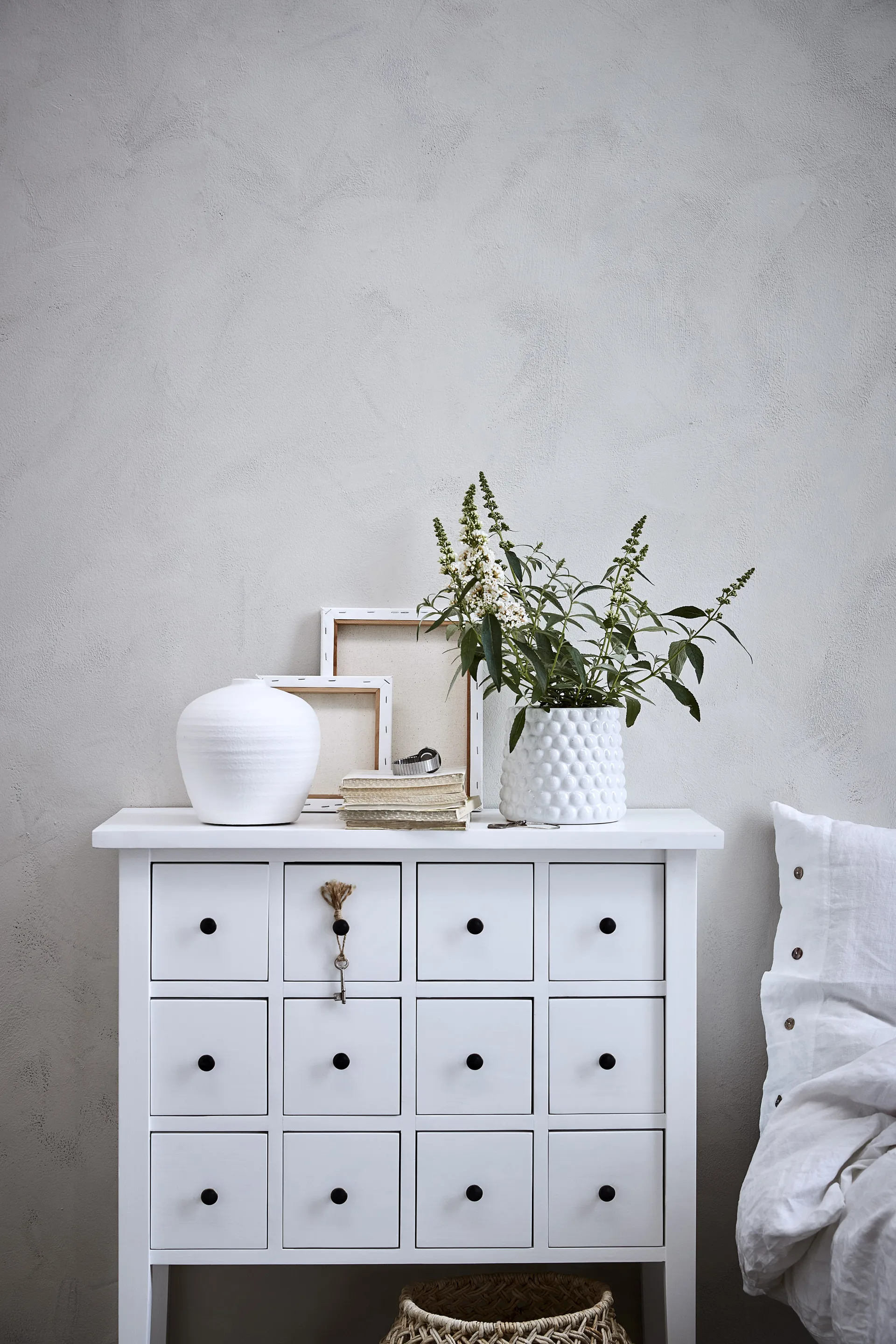 Dotsie krukke Ø 20 cm, White Lene Bjerre