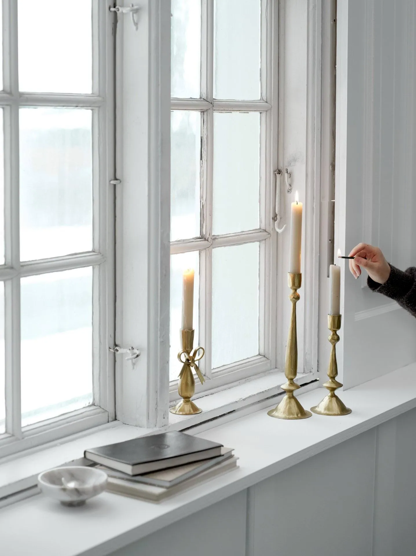 Inine lysestake, Gullfarget, 8x8x20 cm Lene Bjerre