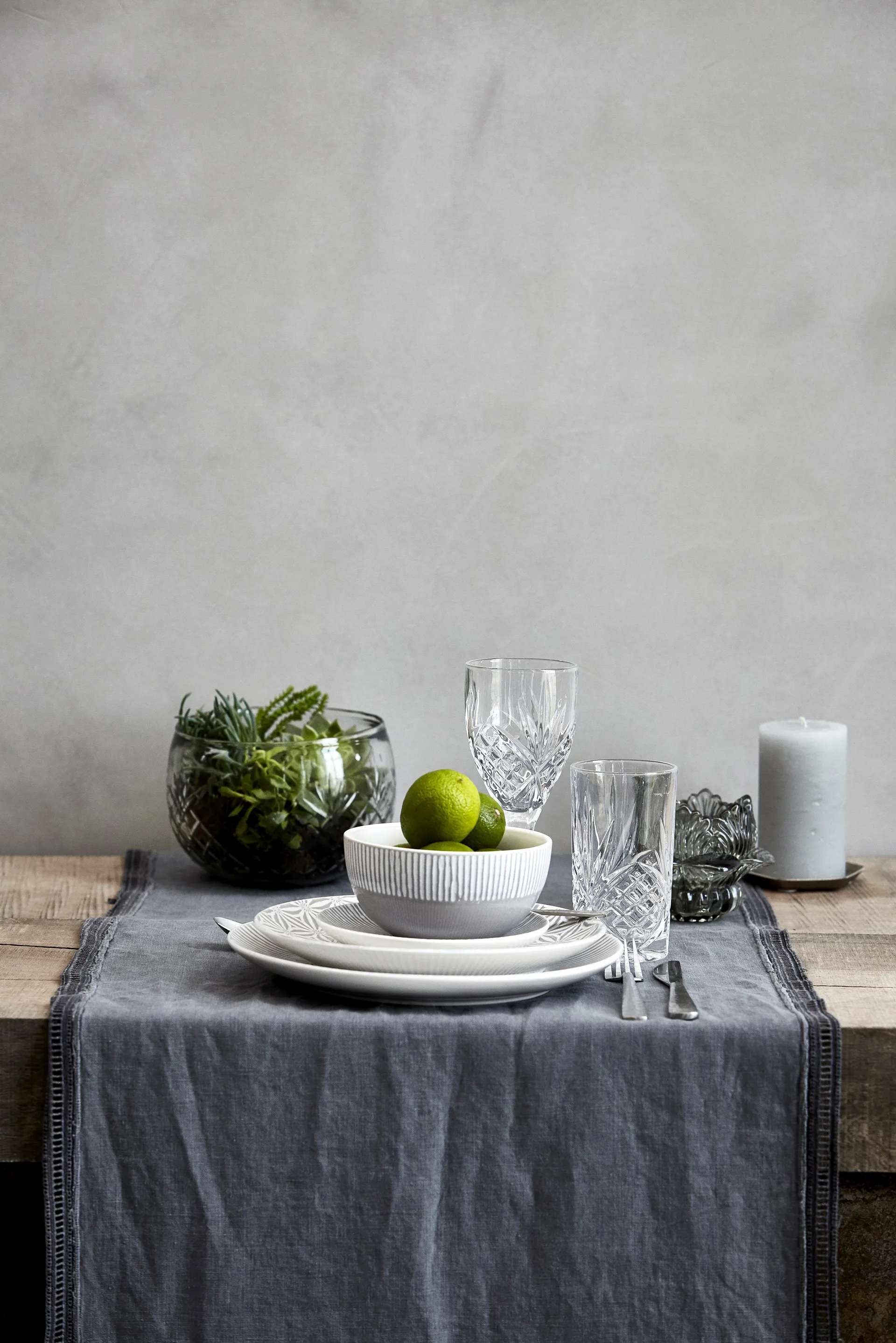 Lene Bjerre rustic lys lysegrå Ø 10 cm, 20 cm Lene Bjerre