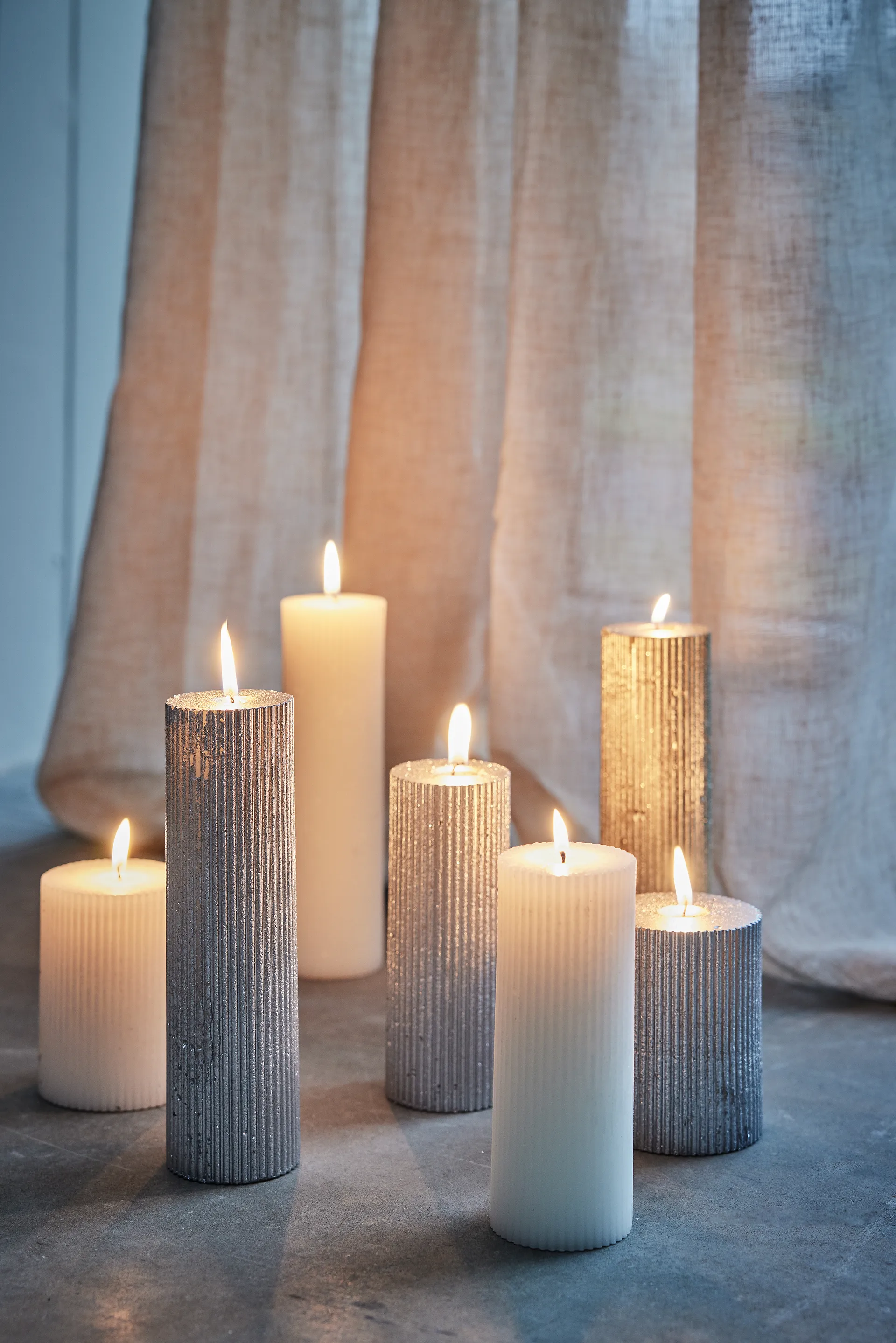 Lissa lys Ø6x15 cm, Hvit Lene Bjerre