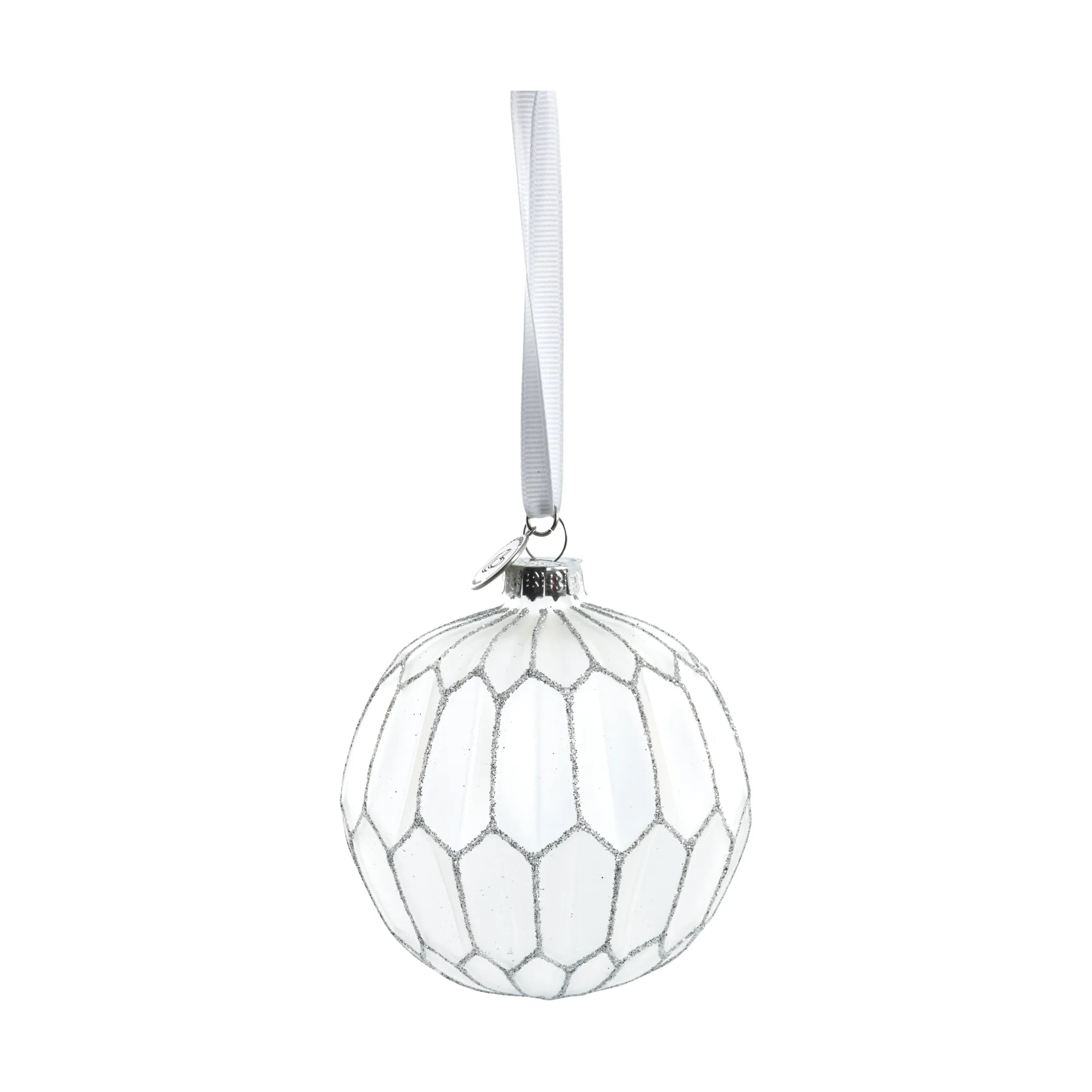 Navina juletrekule rund Ø 8 cm, White-Silver Lene Bjerre