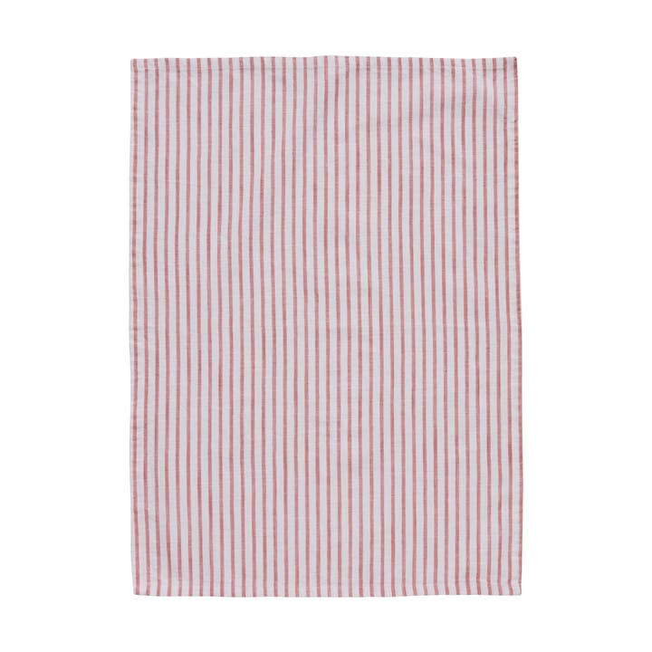 Olivia kjøkkenhåndkle, smale striper 50x70 cm - Off White-Dark Coral - Lene Bjerre
