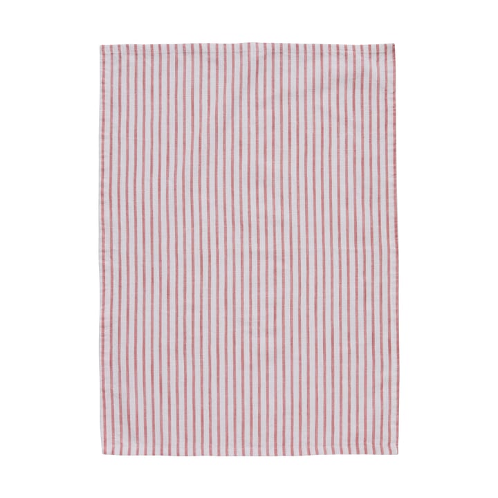 Olivia kjøkkenhåndkle, smale striper 50x70 cm - Off White-Dark Coral - Lene Bjerre