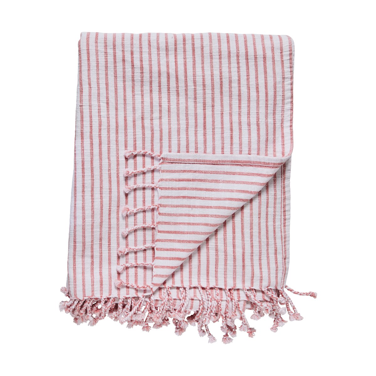 Olivia pledd 130x170 cm Off White-Dark Coral