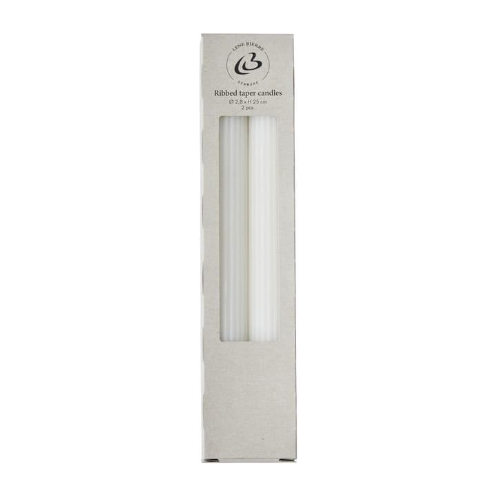 Ribbat ljus 25 cm 2-pack - white - Lene Bjerre
