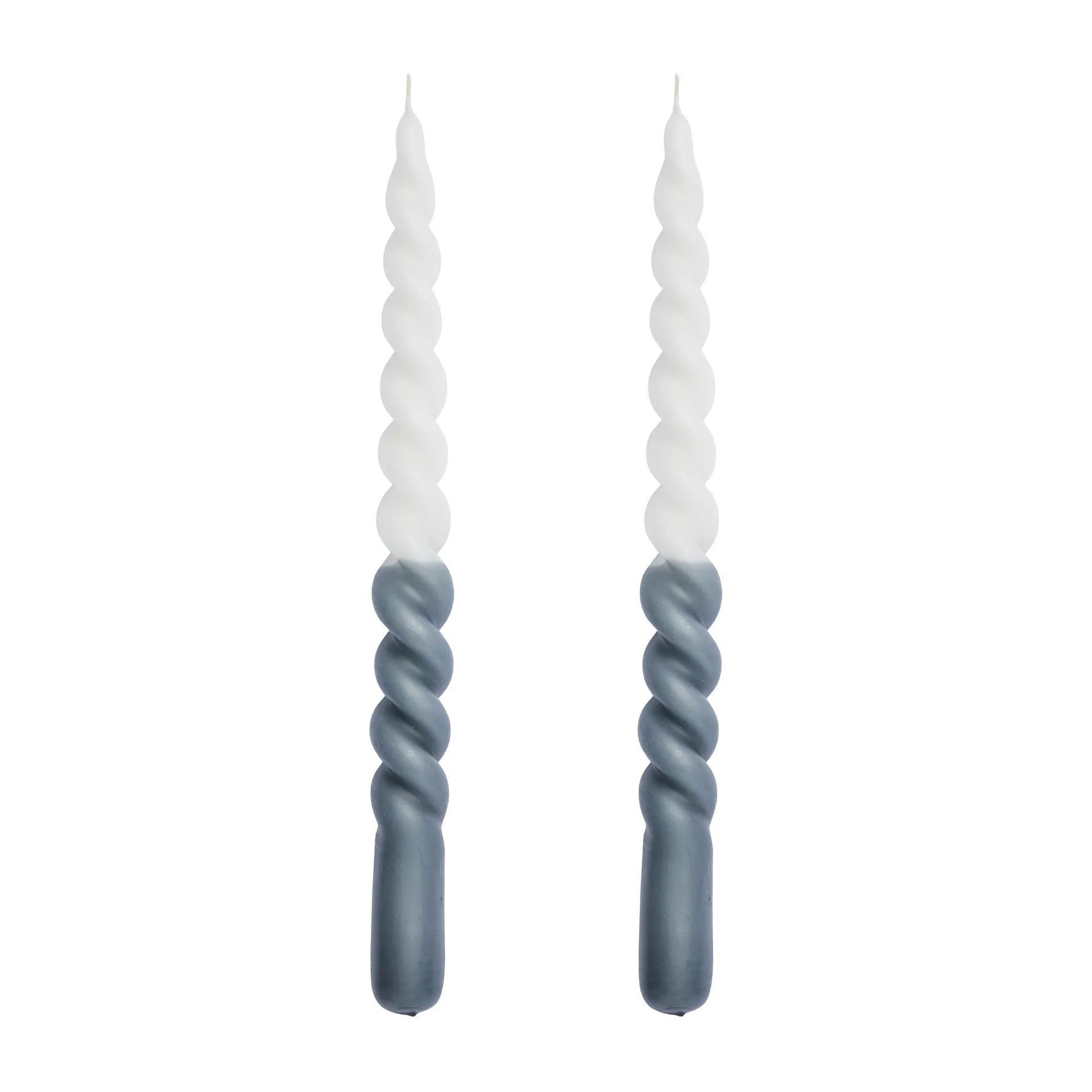 Twisted vridde lys tofargede 25 cm 2-pakning, Dark grey-white Lene Bjerre