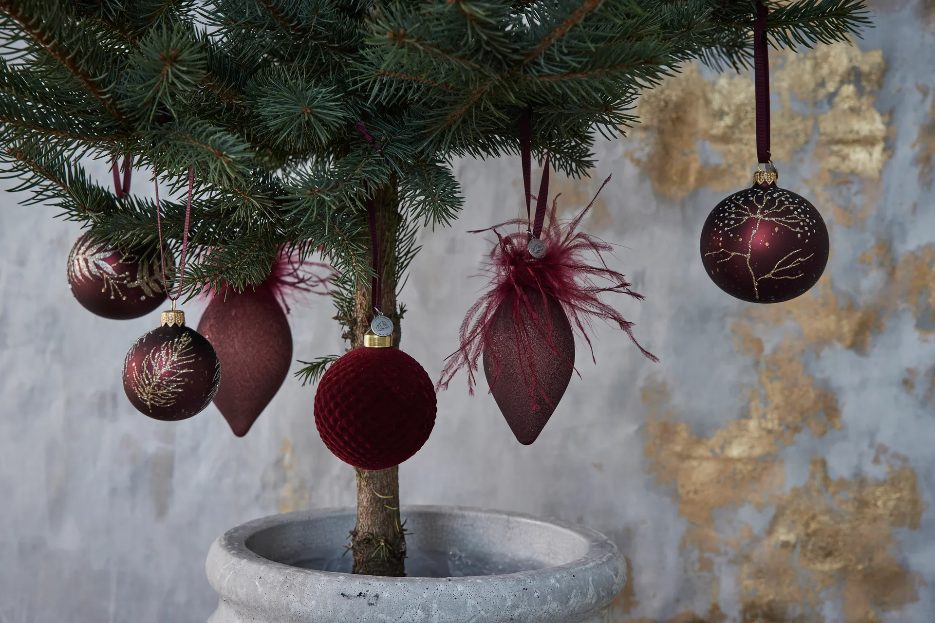 Velvitie julekule Ø8 cm, pomegranate Lene Bjerre