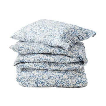 Blue Floral Printed Cotton Sateen sengesett - 50x60 cm, 150x210 cm - Lexington