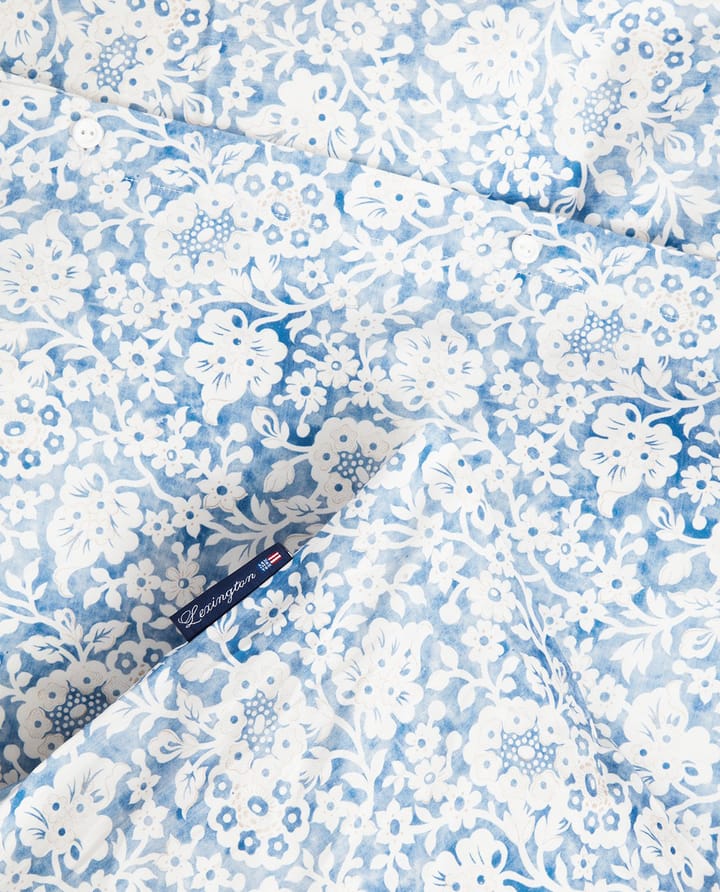 Blue Floral Printed Cotton Sateen sengesett - 50x60 cm, 150x210 cm - Lexington