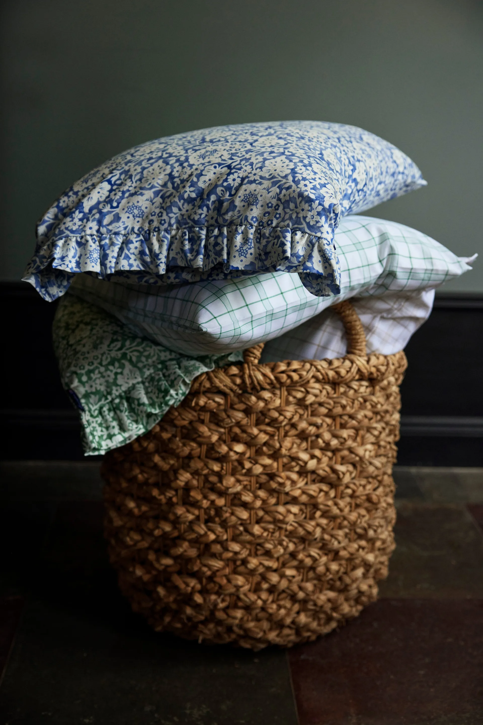 Blue Floral Printed Cotton Sateen sengesett, 50x60 cm, 150x210 cm Lexington