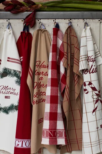 Candy Cane Organic Cotton kjøkkenhåndkle 50 x 70 cm - White-beige-gray - Lexington