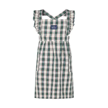 Checked bomull/lin barneforkle - Green-Light beige-red, 4-6 år - Lexington