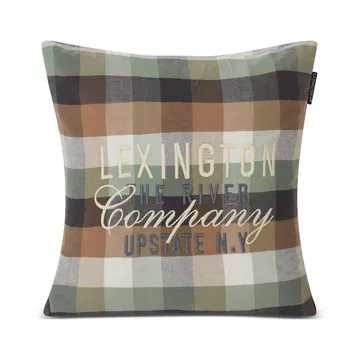 Checked Cotton Flannel Logo putetrekk 50 x 50 cm - Beige - Lexington
