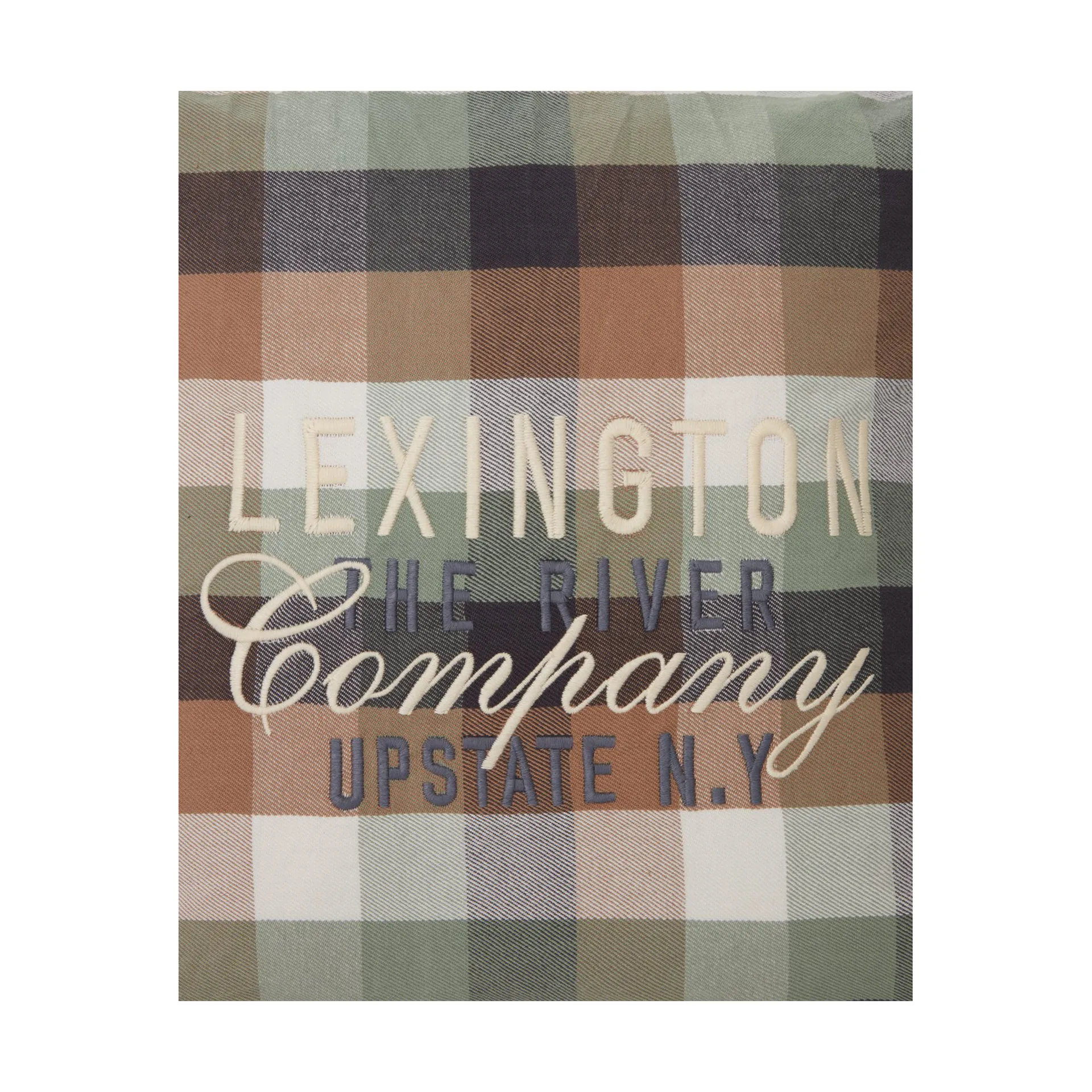 Checked Cotton Flannel Logo putetrekk 50 x 50 cm, Beige Lexington