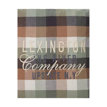 Checked Cotton Flannel Logo putetrekk 50 x 50 cm - Beige - Lexington
