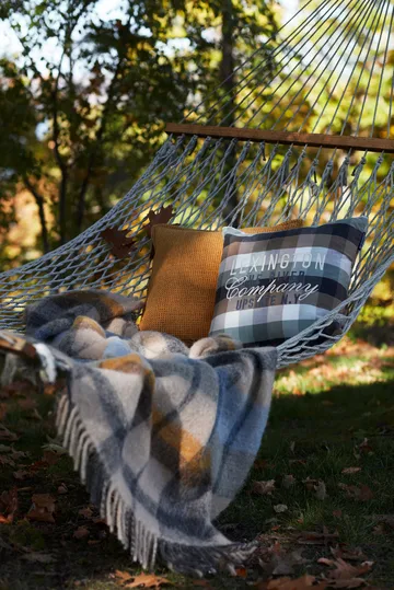 Checked Cotton Flannel Logo putetrekk 50 x 50 cm - Beige - Lexington