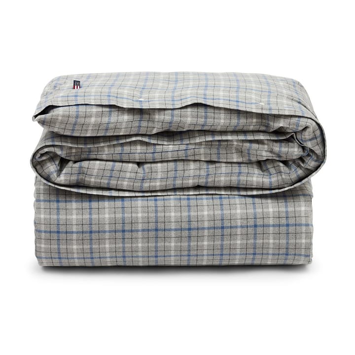 Checked Cotton Flannel påslakan 150x210 cm, Gray-blue Lexington