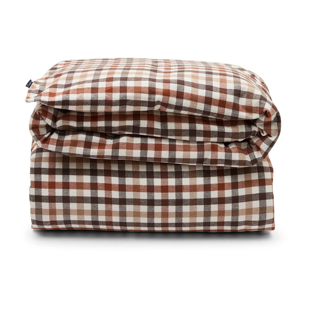 Checked Cotton Flannel påslakan 150x210 cm, Rust brown-white Lexington