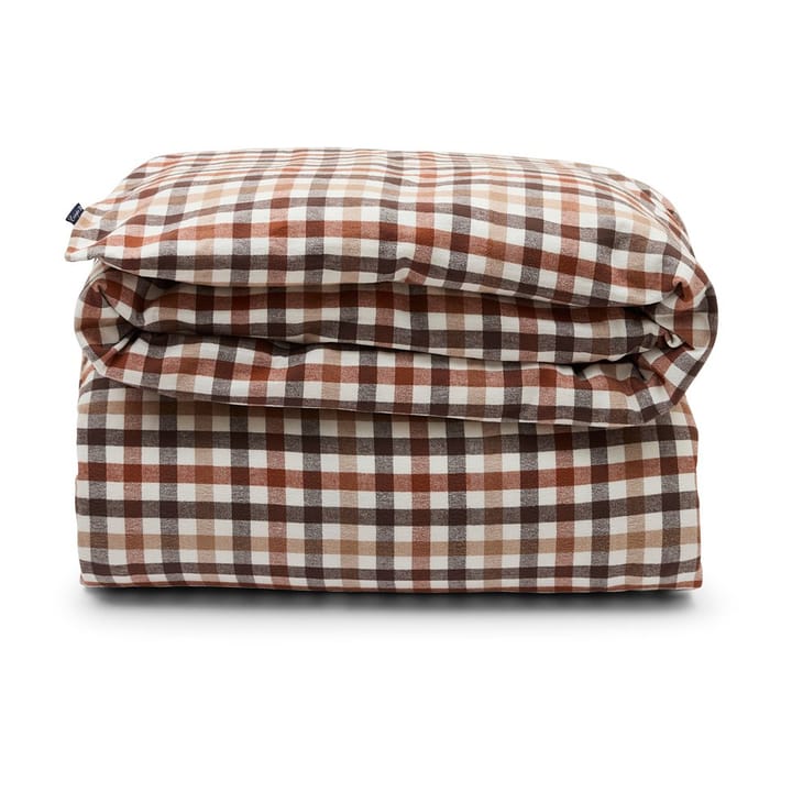 Checked Cotton Flannel påslakan 150x210 cm - Rust brown-white - Lexington