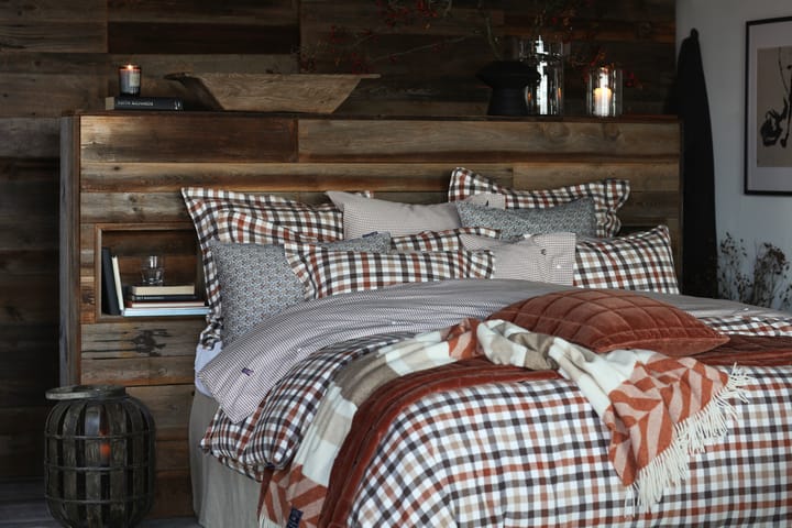 Checked Cotton Flannel påslakan 150x210 cm, Rust brown-white Lexington