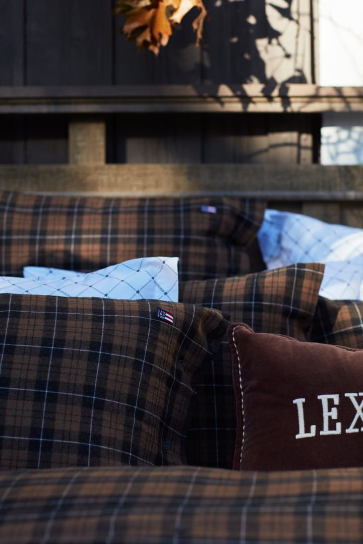 Checked Cotton Flannel putetrekk 50x60 cm, Brown-dark gray Lexington