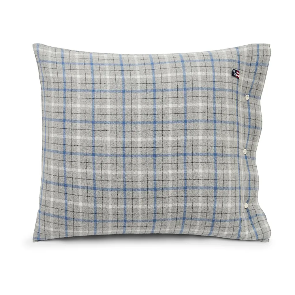 Checked Cotton Flannel putetrekk 50x60 cm, Gray-blue Lexington