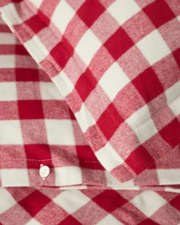 Checked Cotton Flannel sengesett - Red-light beige, 2 stk 50x60 cm/220x220 cm - Lexington