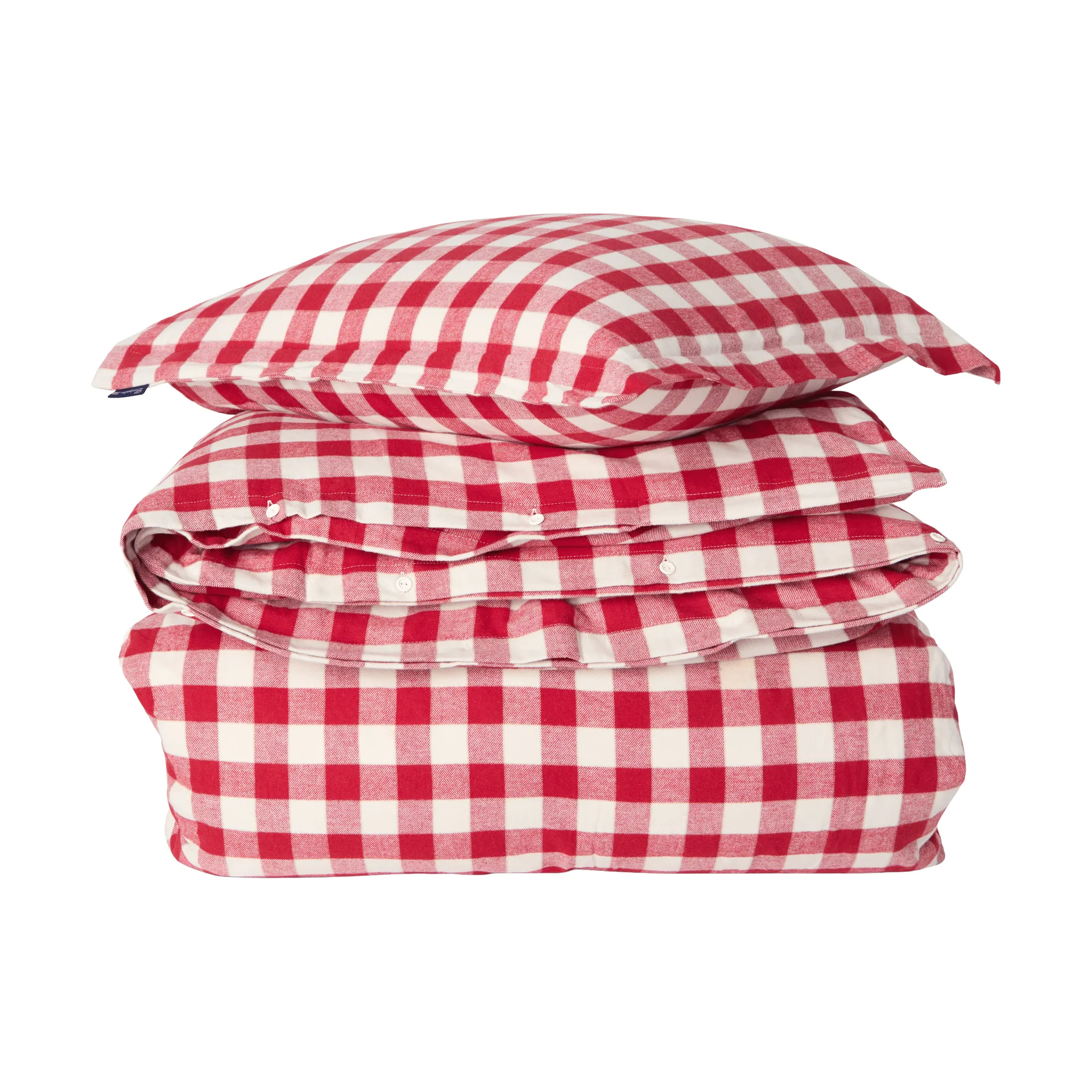 Checked Cotton Flannel sengesett, Red-light beige, 50x60 cm/150x210 cm Lexington