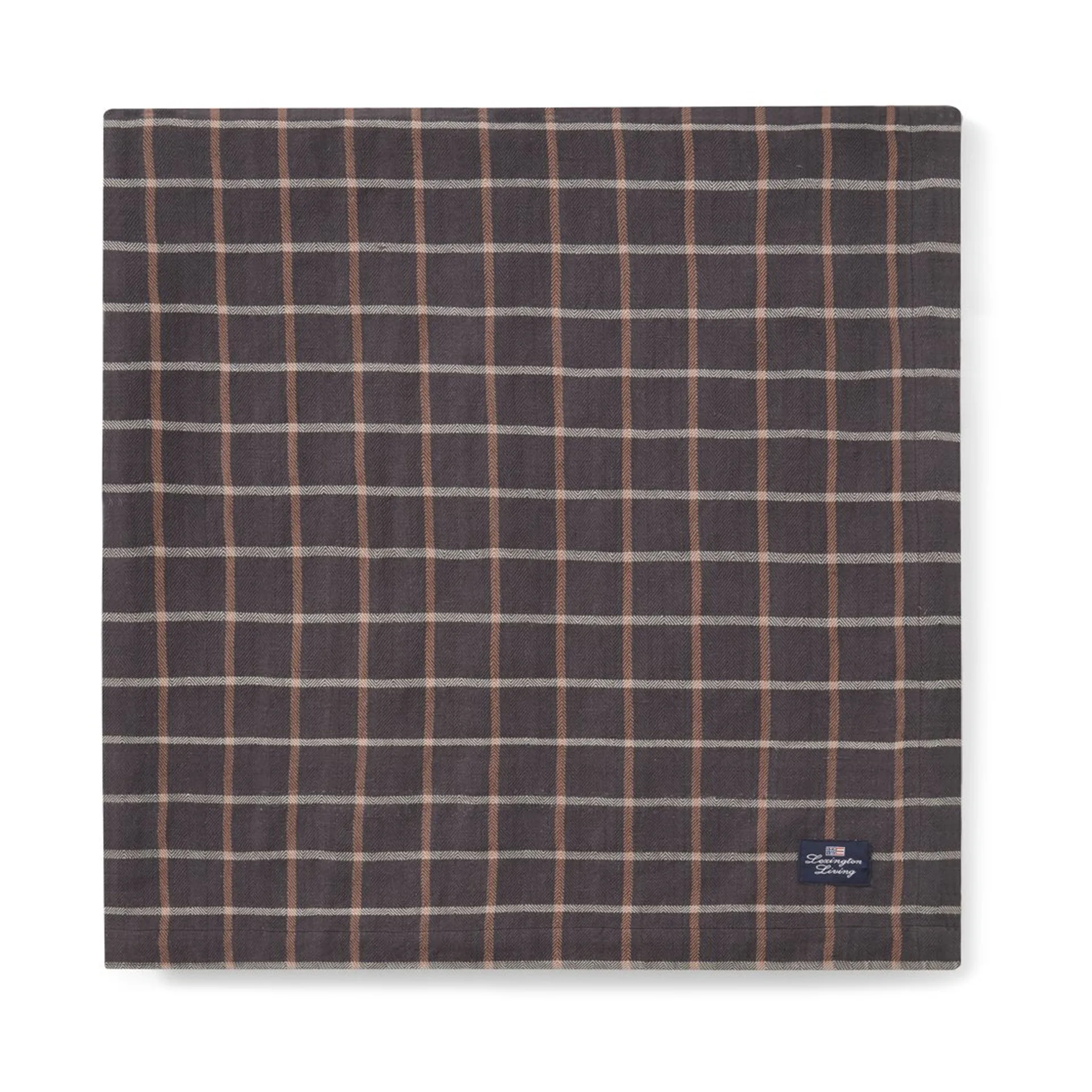 Checked Cotton Linen duk 150 x 350 cm, Dark gray-beige Lexington
