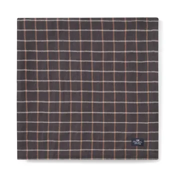 Checked Cotton Linen duk 150 x 350 cm - Dark gray-beige - Lexington