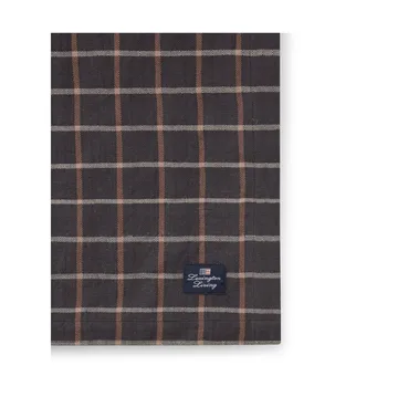 Checked Cotton Linen duk 150 x 350 cm - Dark gray-beige - Lexington