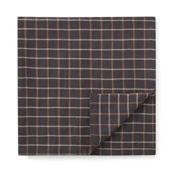 Checked Cotton Linen duk 150 x 350 cm - Dark gray-beige - Lexington
