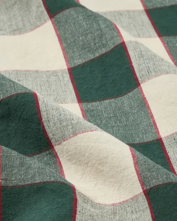 Checked Cotton Linen duk 150 x 350 cm - Green-light beige-red - Lexington