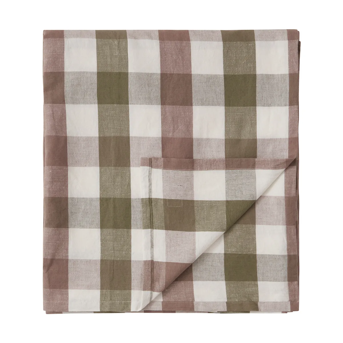 Checked Cotton Linen duk 150 x 350 cm, Olive Lexington