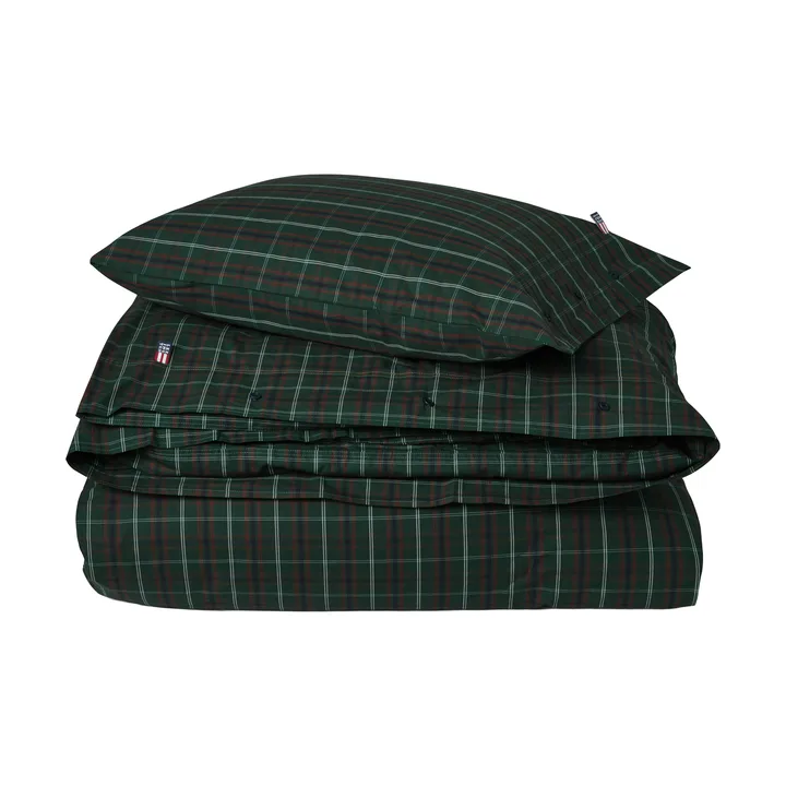 Checked cotton percale sengesett - Green-navy, 2 stk 50x60 cm/1 stk 220x220 cm - Lexington