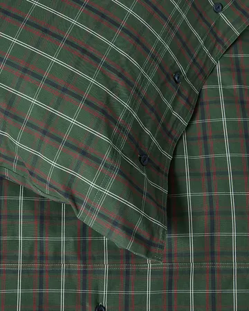 Checked cotton percale sengesett - Green-navy, 50x60 cm/150x210 cm - Lexington