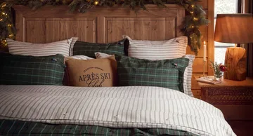Checked cotton percale sengesett - Green-navy, 50x60 cm/150x210 cm - Lexington